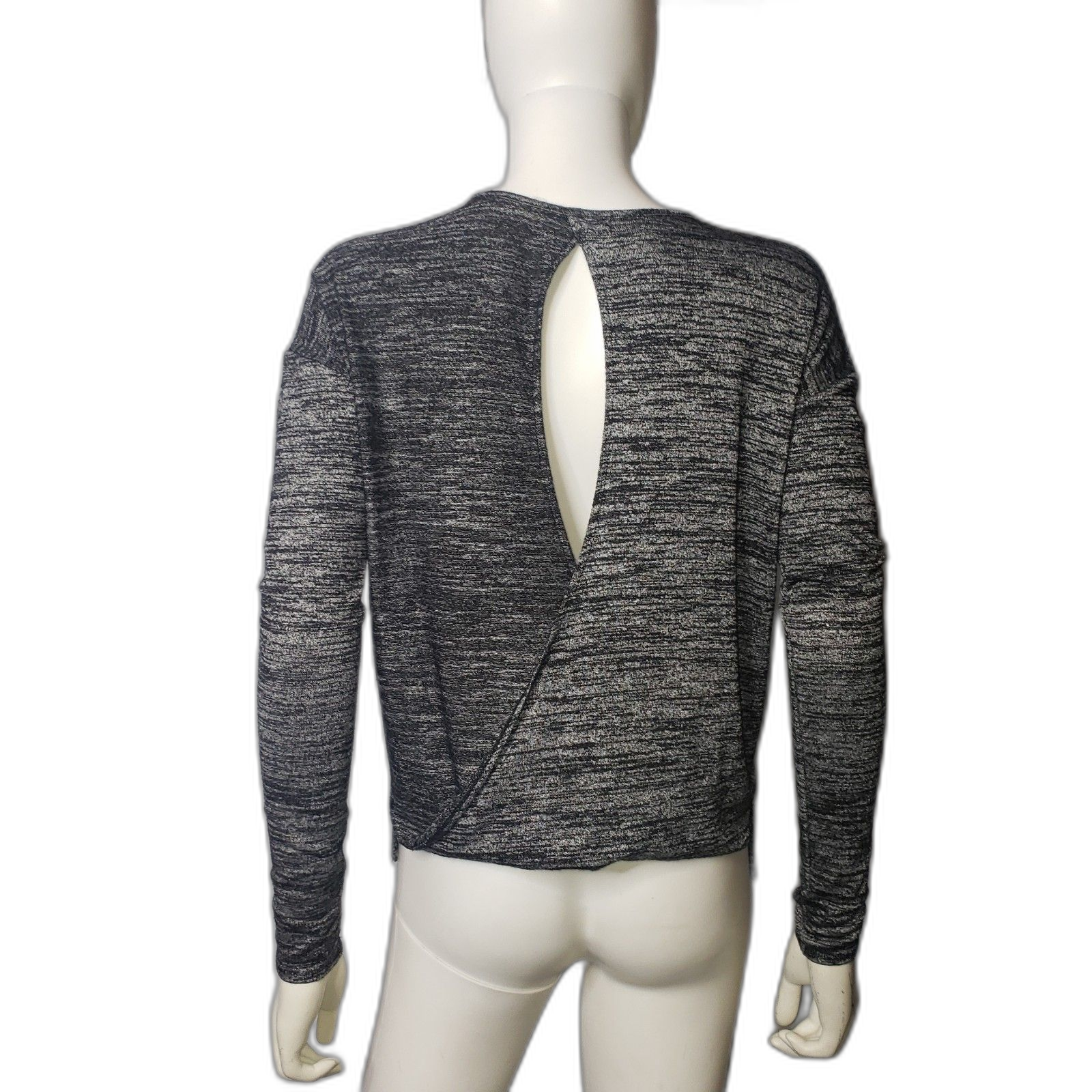 Rag & Bone Jean Black Scoop Neck Open Back Long Sleeve Top Womens Size Xs